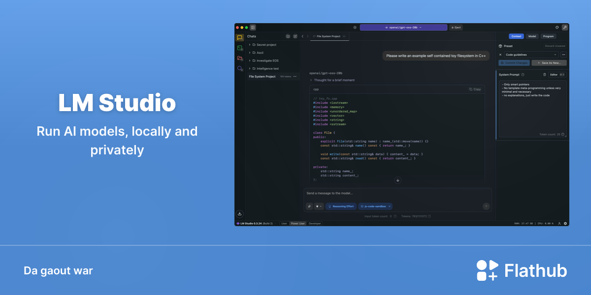 Staliañ LM Studio war Linux | Flathub