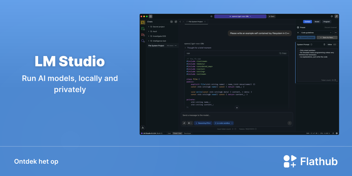 Installeer LM Studio op Linux | Flathub