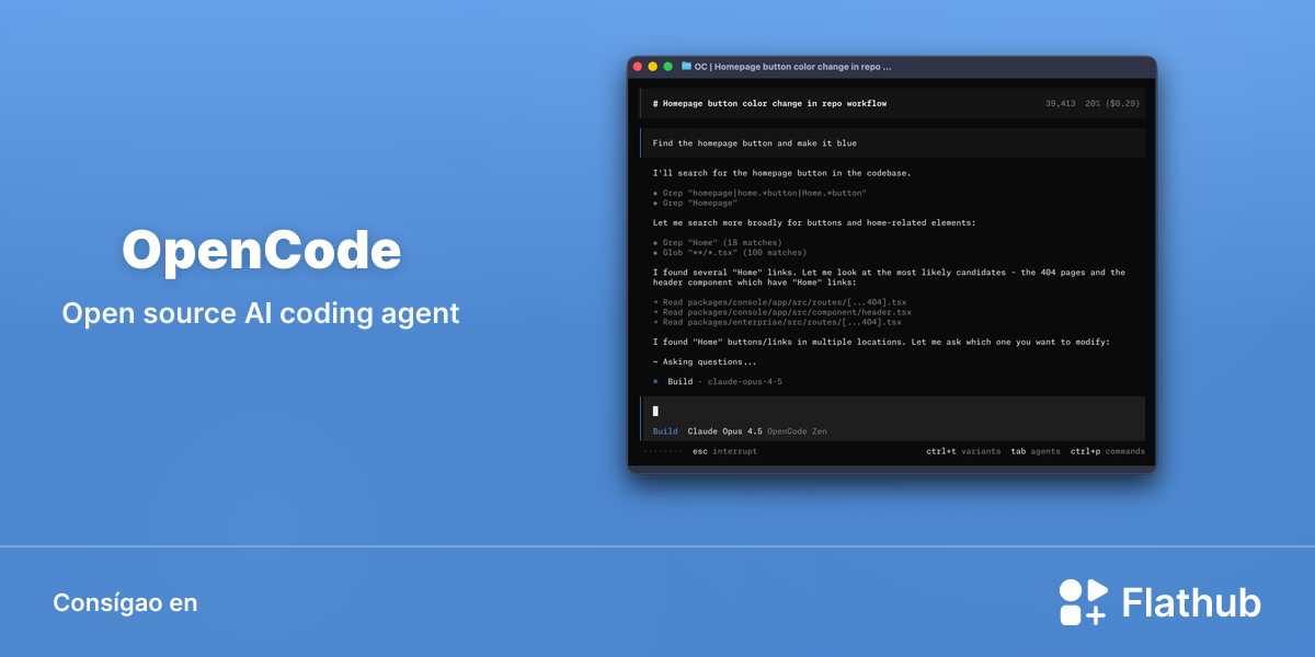 Instalar OpenCode en Linux | Flathub
