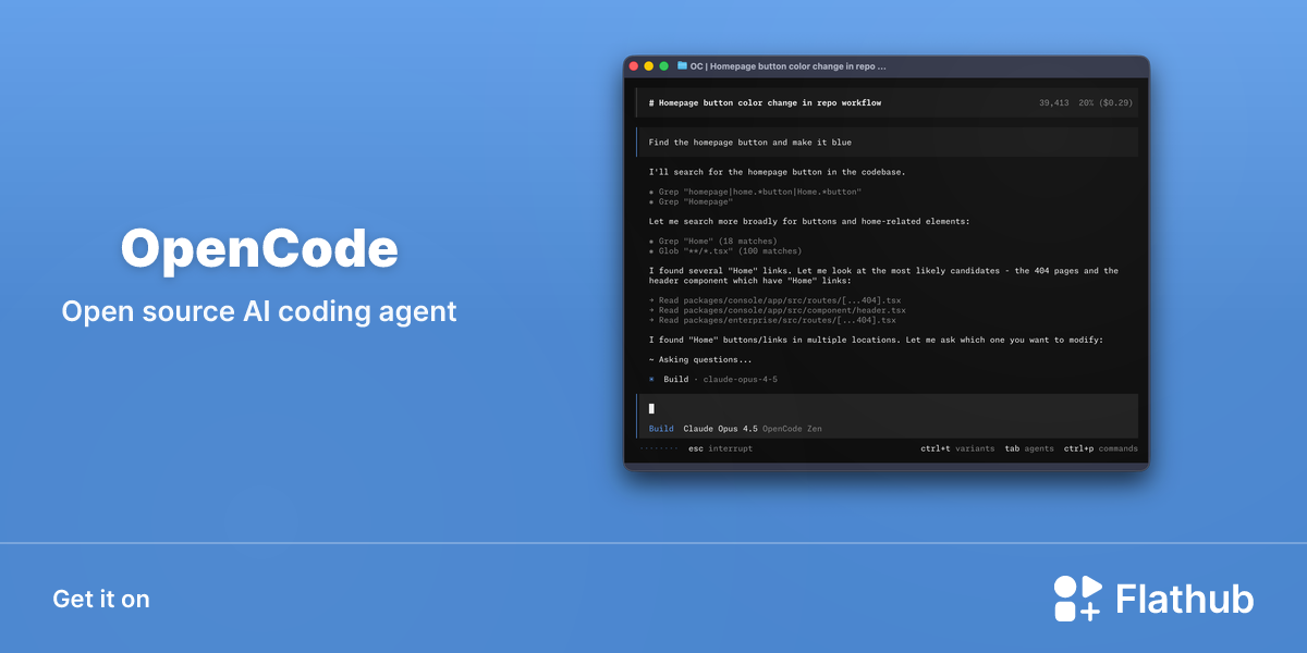 Install OpenCode on Linux | Flathub
