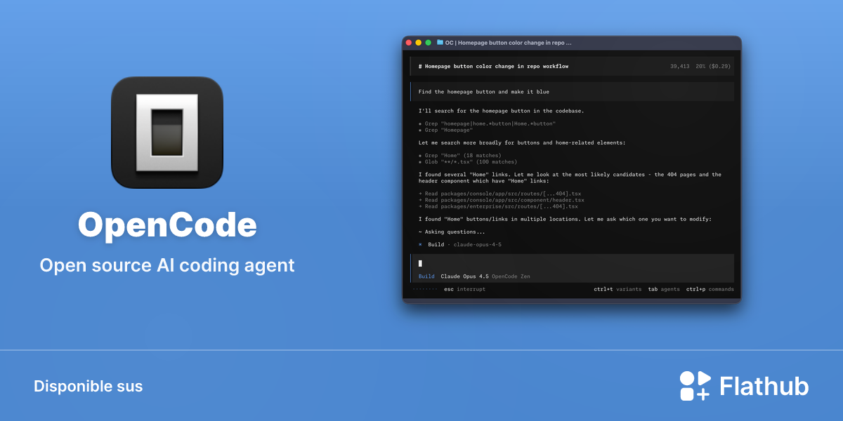 Installar OpenCode sus Linux | Flathub