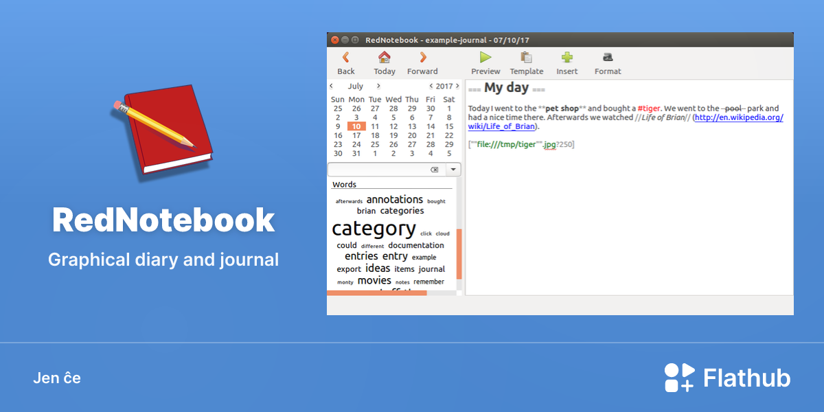 Instali RedNotebook sur Linux | Flathub