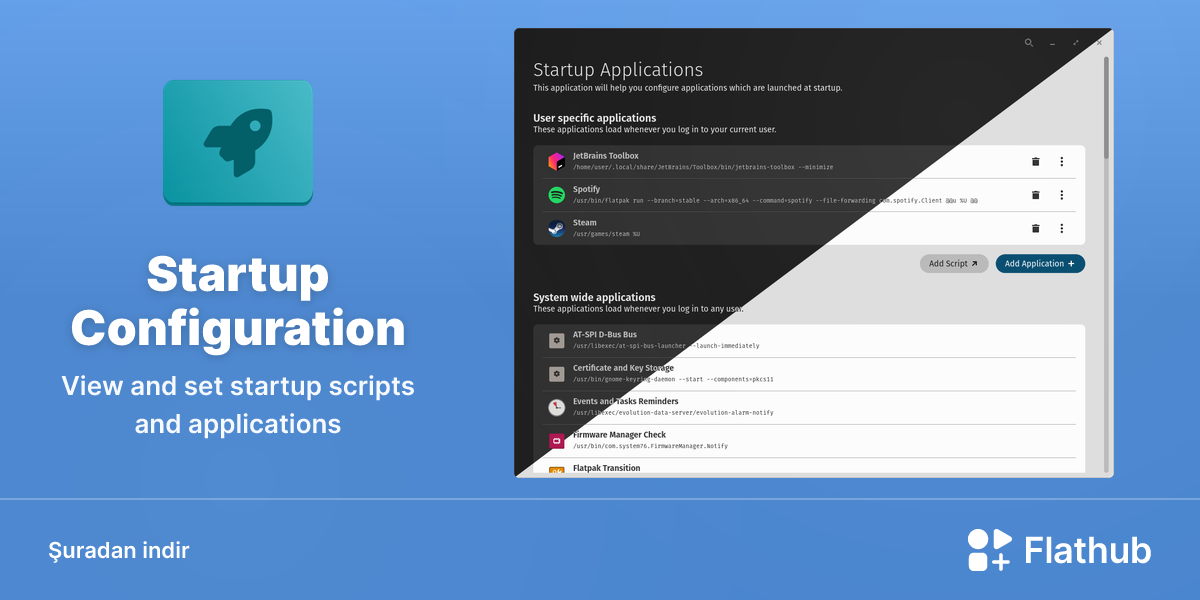 Startup Configuration uygulamasını Linux'ta kur | Flathub