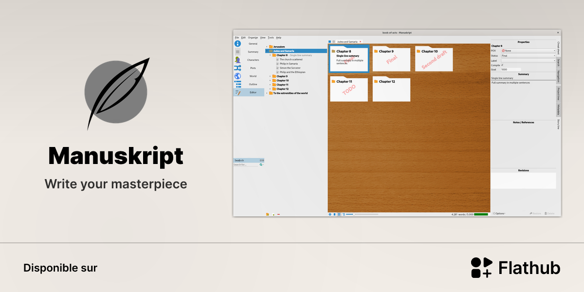 Installer Manuskript sur Linux | Flathub