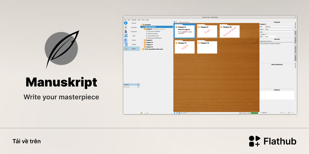 Cài đặt Manuskript trên Linux | Flathub