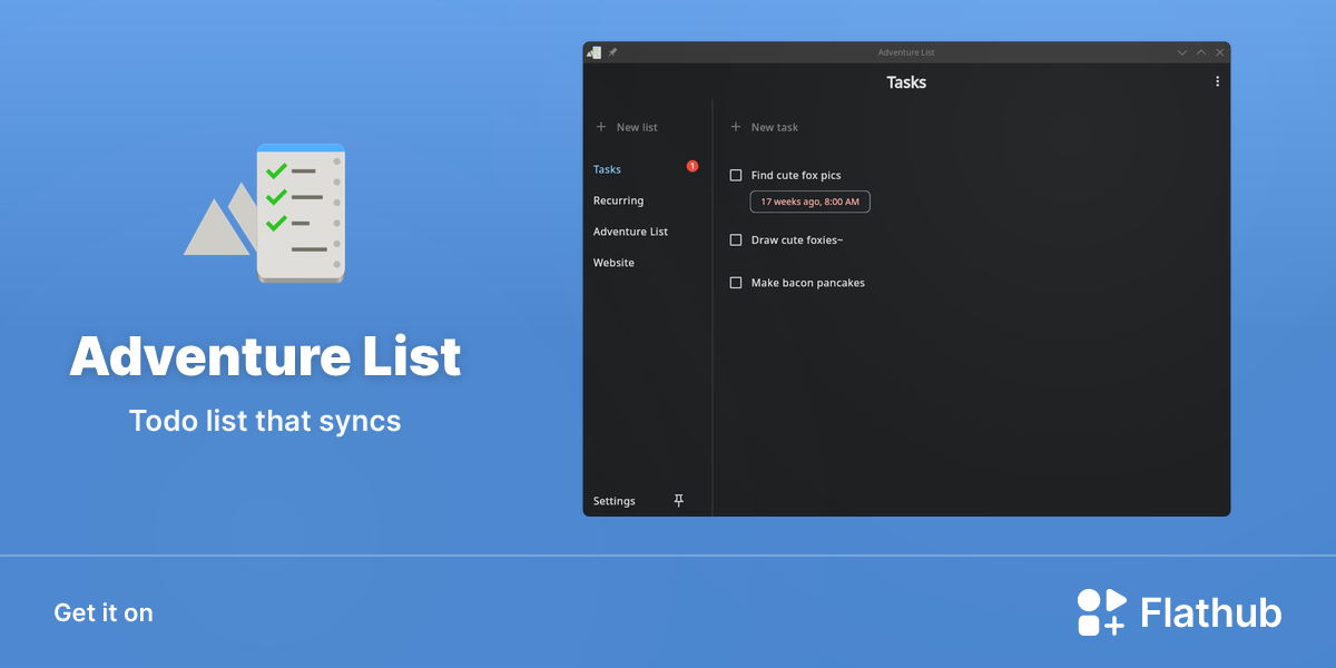 Install Adventure List on Linux | Flathub