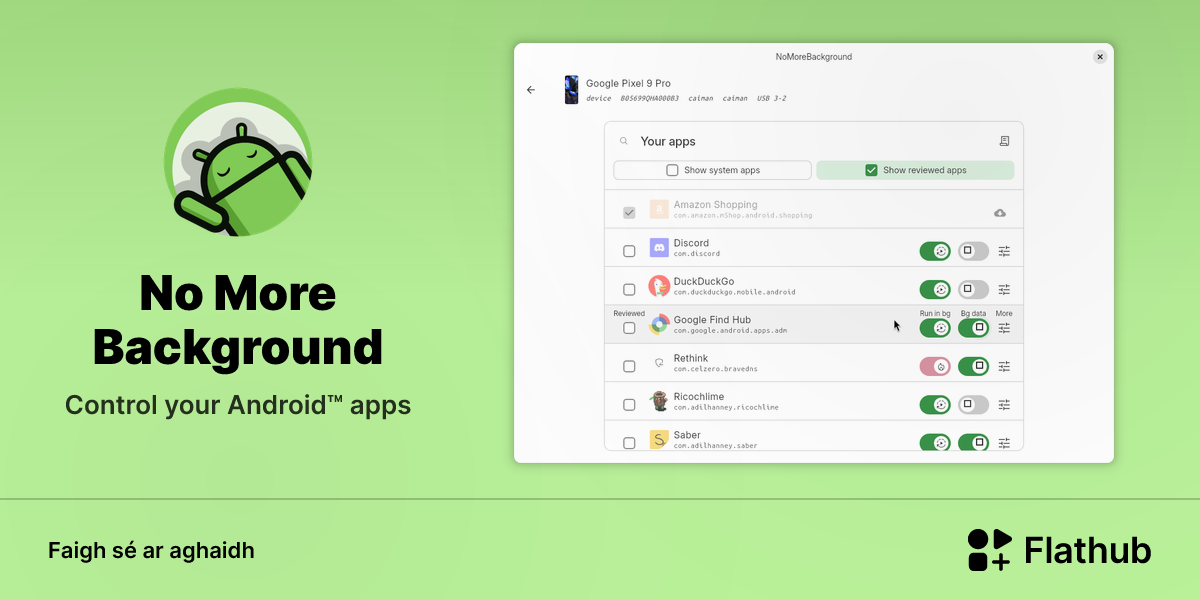 Suiteáil No More Background ar Linux | Flathub