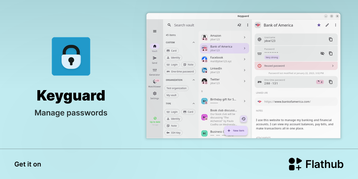 Install Keyguard on Linux | Flathub