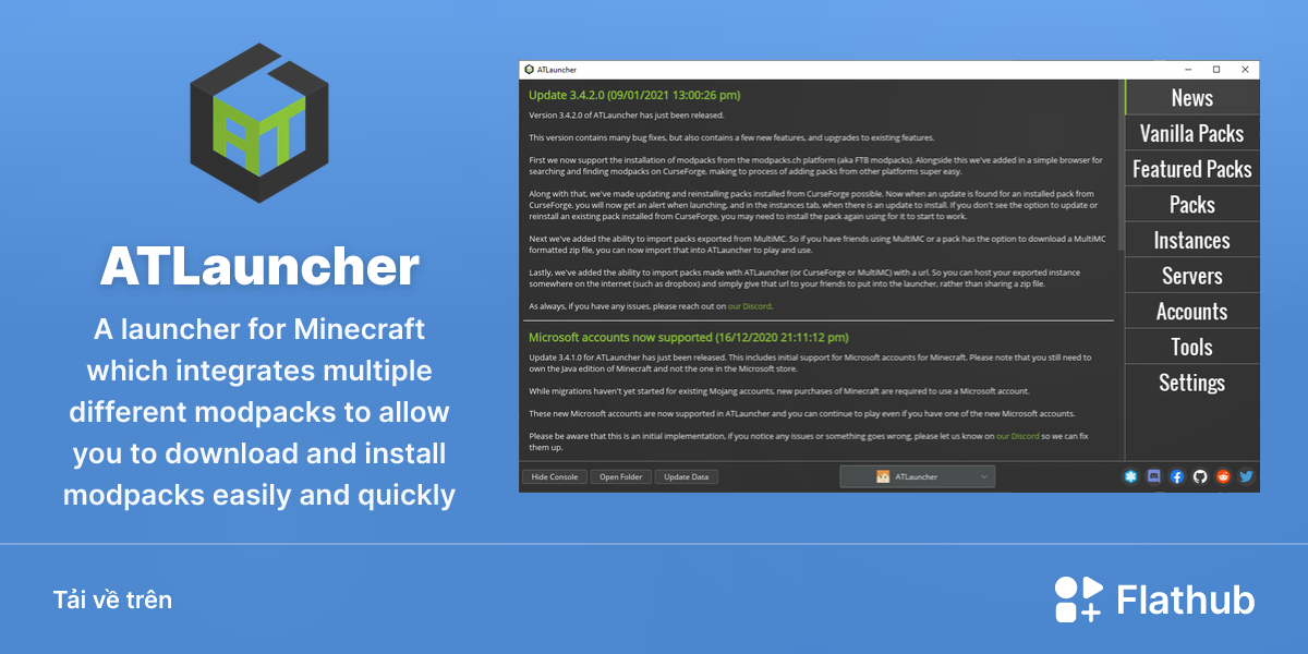Cài đặt ATLauncher trên Linux | Flathub