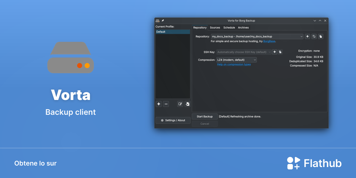 Installar Vorta sur Linux | Flathub