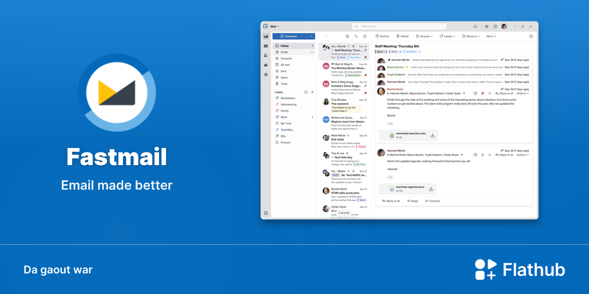 Staliañ Fastmail war Linux | Flathub