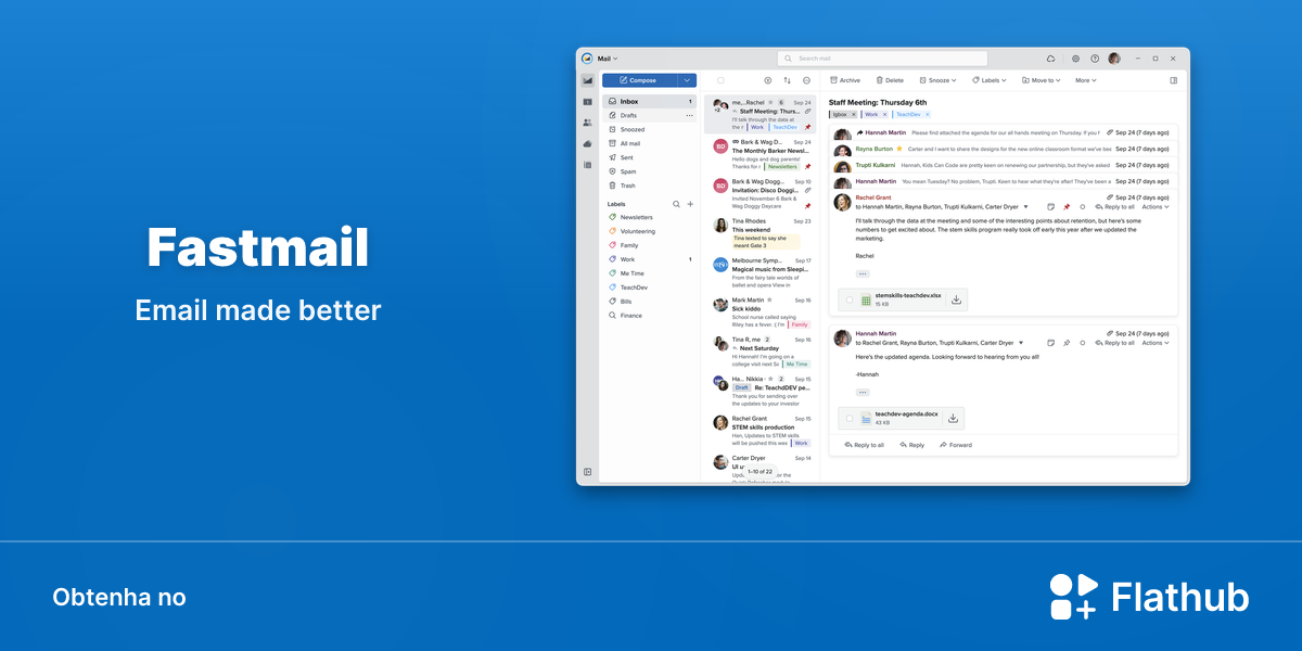 Instalar Fastmail no Linux | Flathub