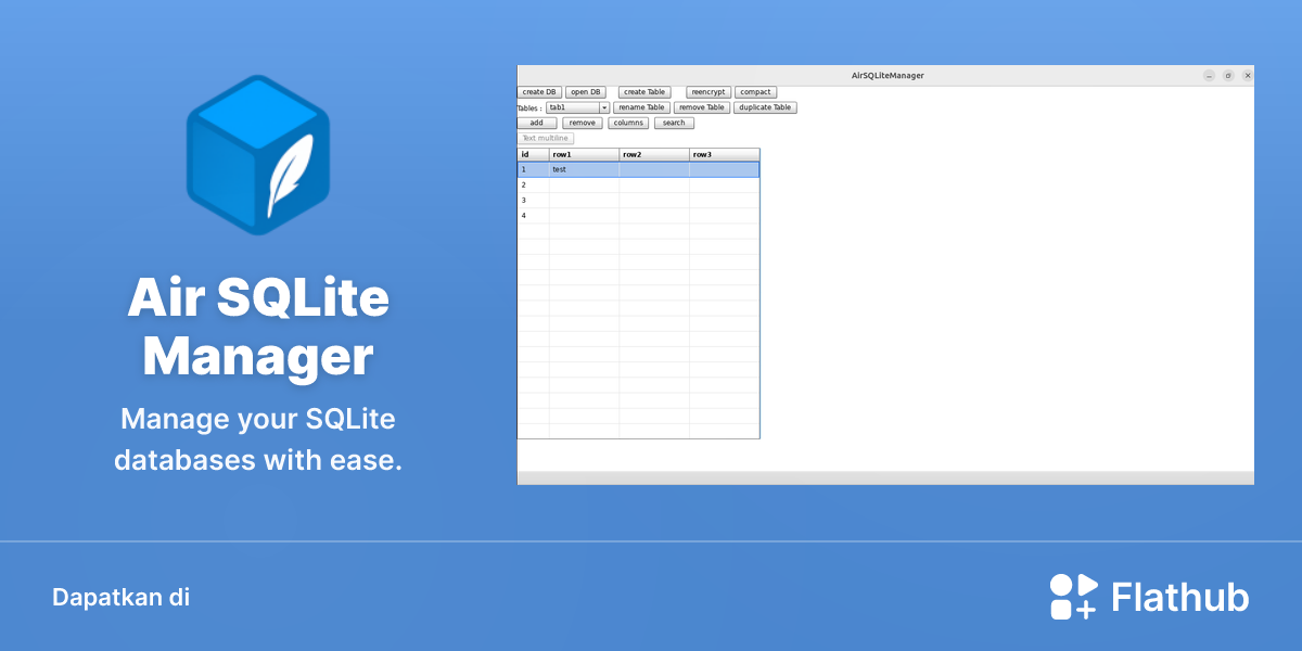 Memasang Air SQLite Manager di Linux | Flathub