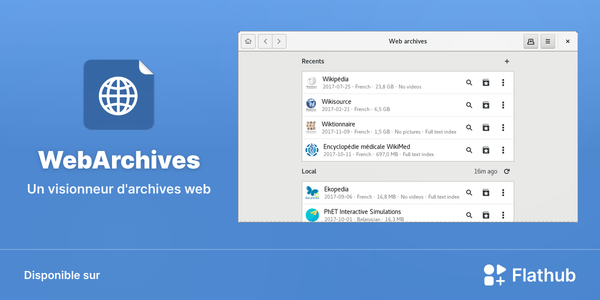 Installer WebArchives sur Linux | Flathub