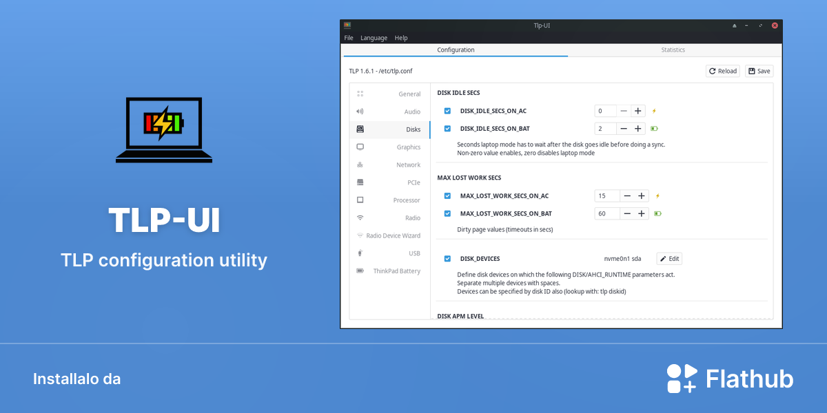 Installa TLP-UI su Linux | Flathub