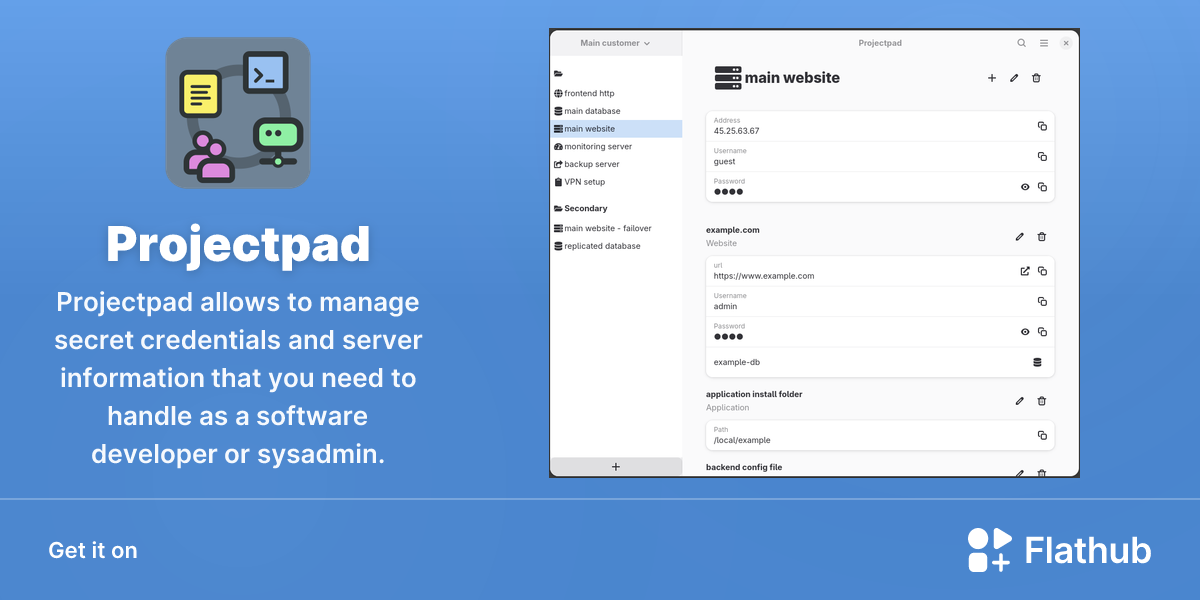 Install Projectpad on Linux | Flathub