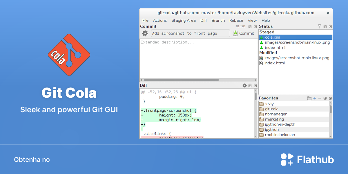 Instalar Git Cola no Linux | Flathub