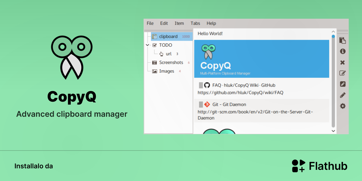 Installa CopyQ su Linux | Flathub