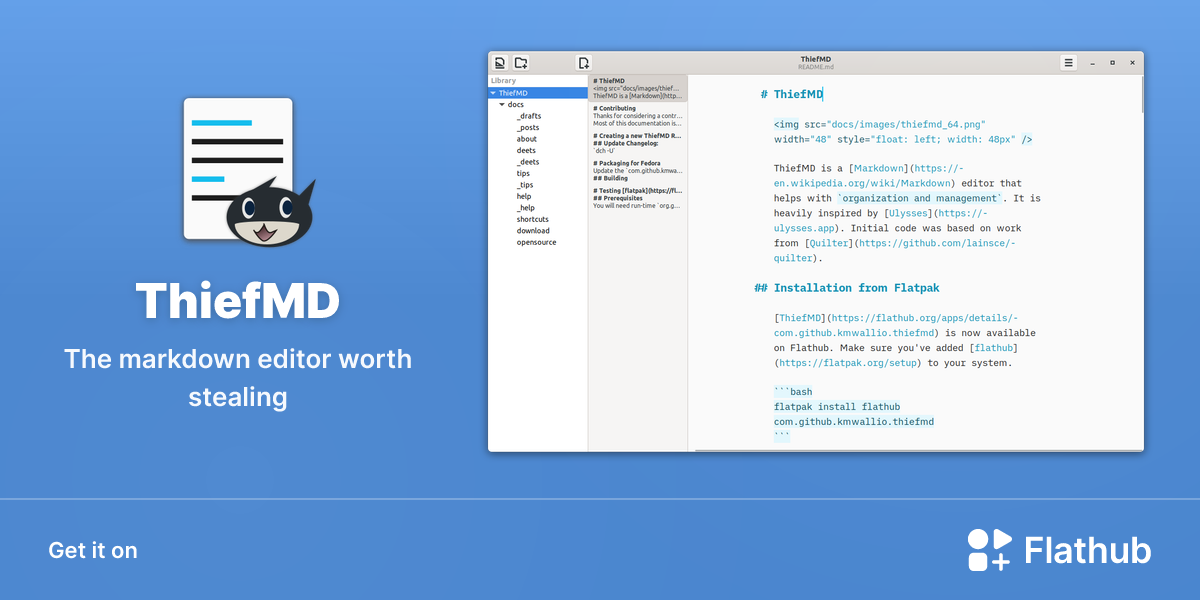 Install ThiefMD on Linux | Flathub