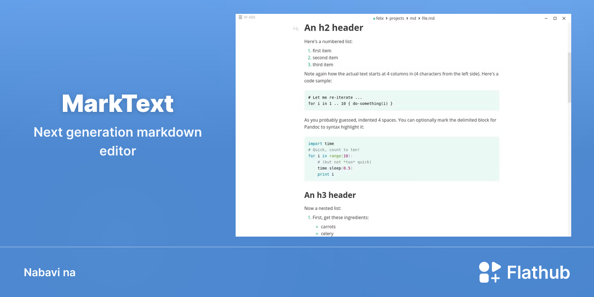 Instaliraj aplikaciju MarkText na Linux | Flathub