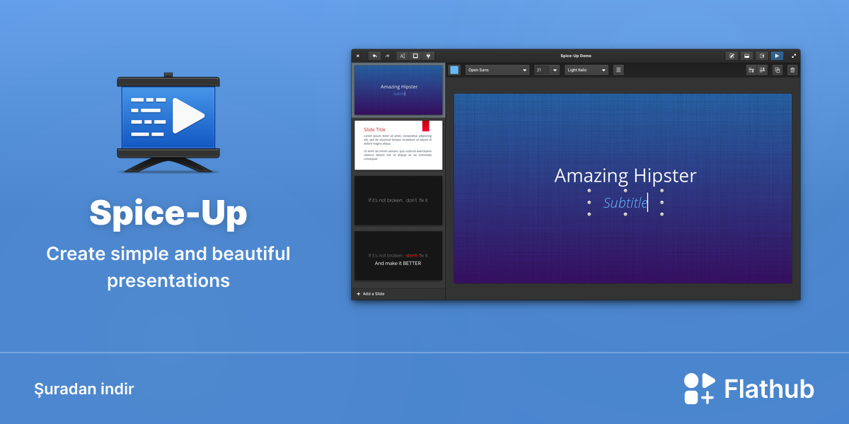 Spice-Up uygulamasını Linux'ta kur | Flathub