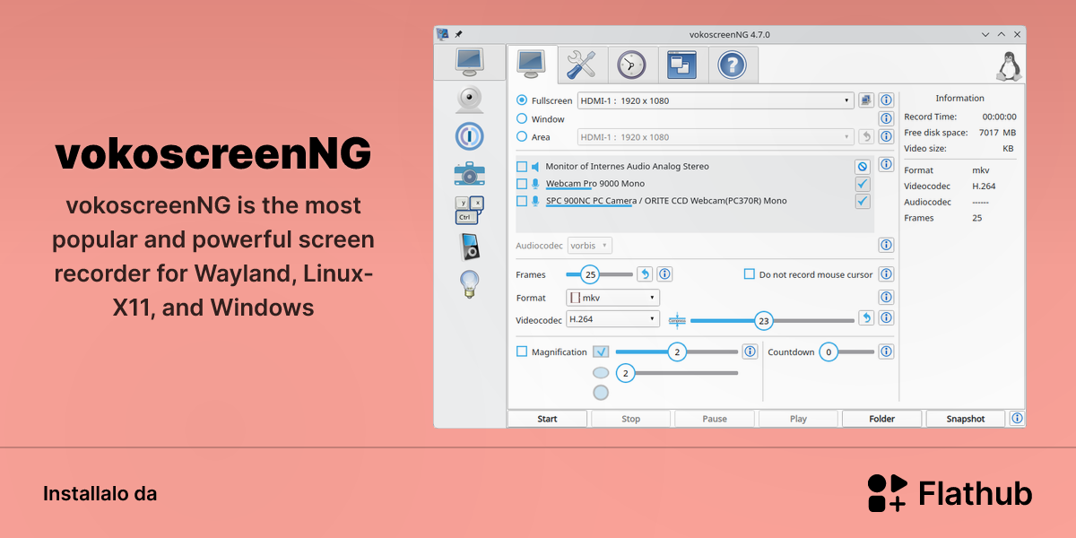 Installa vokoscreenNG su Linux | Flathub