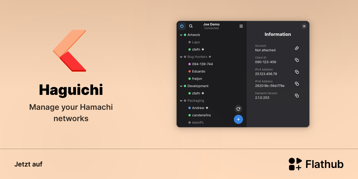 Haguichi auf Linux installieren | Flathub