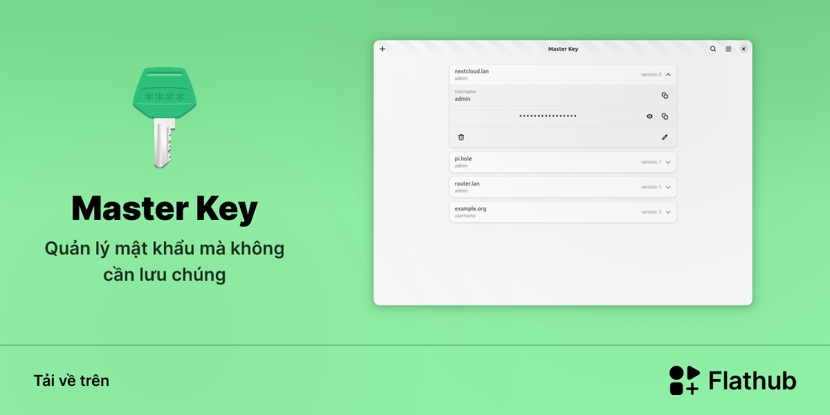 Cài đặt Master Key trên Linux | Flathub