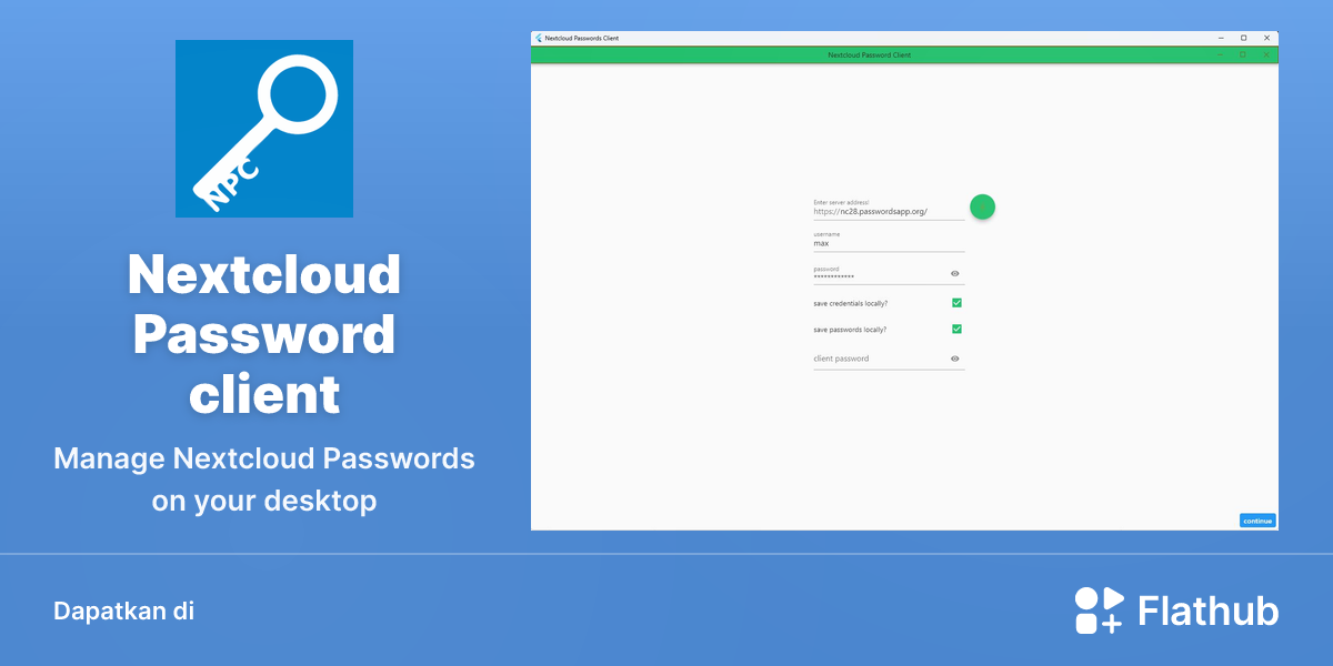 Memasang Nextcloud Password client di Linux | Flathub