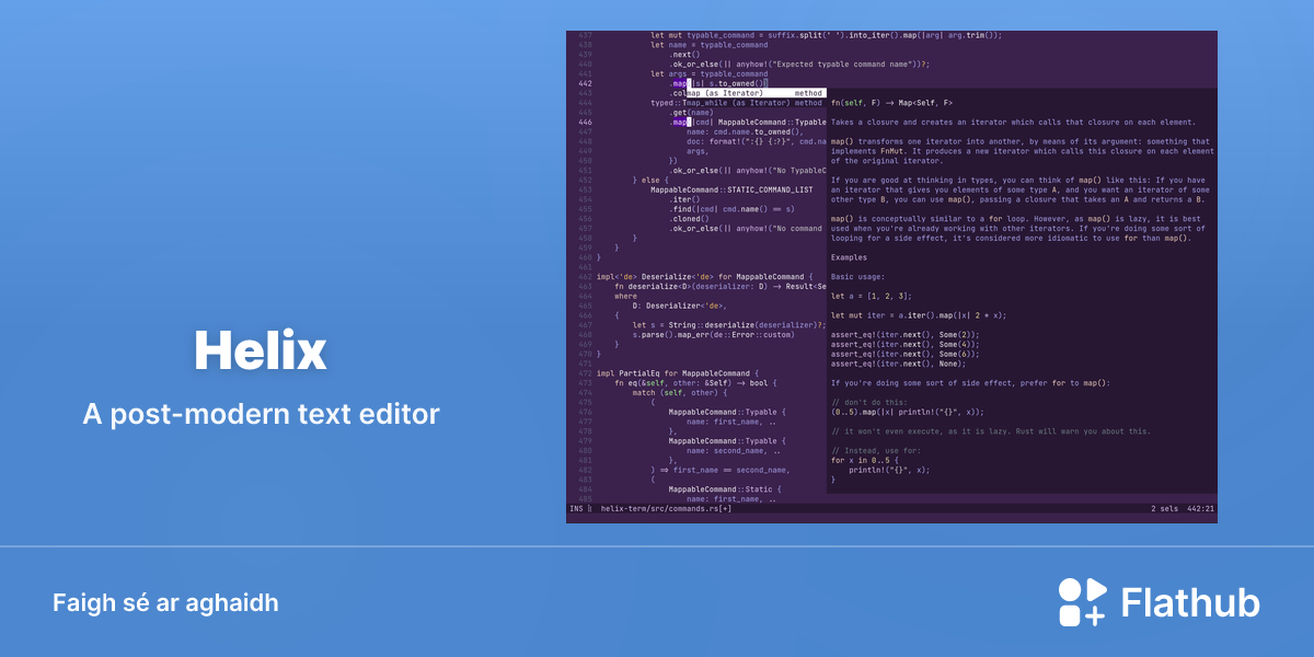 Suiteáil Helix ar Linux | Flathub