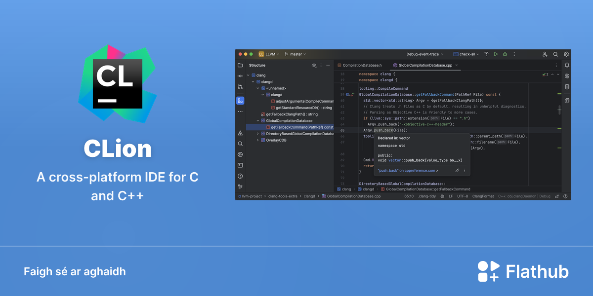 Suiteáil CLion ar Linux | Flathub