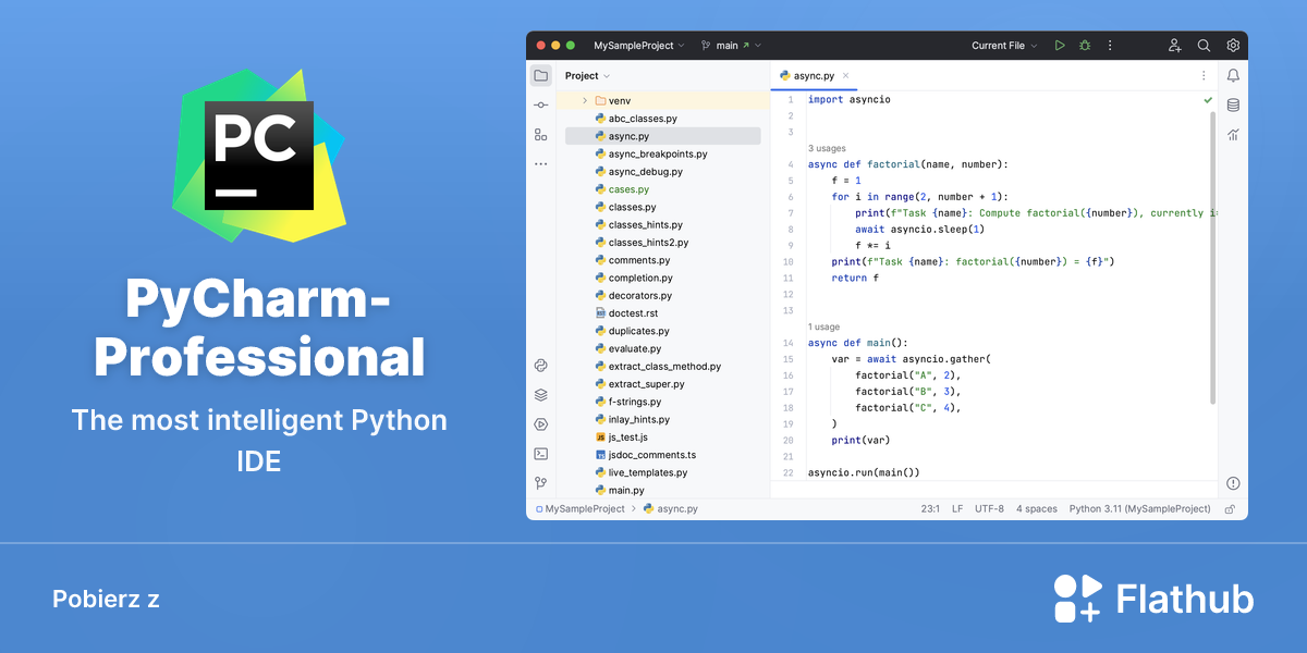 Zainstaluj PyCharm-Professional na Linuksie | Flathub