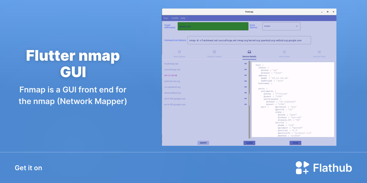 Install Flutter nmap GUI on Linux | Flathub