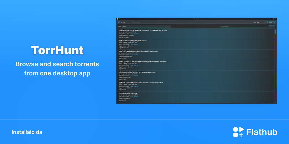 Installa TorrHunt su Linux | Flathub