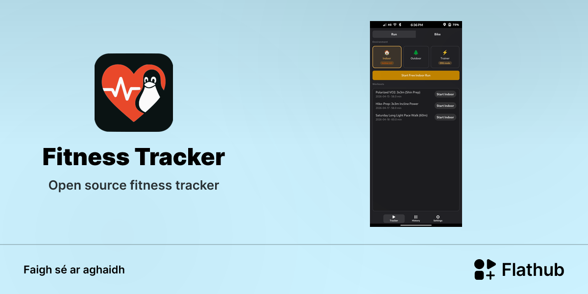 Suiteáil Fitness Tracker ar Linux | Flathub