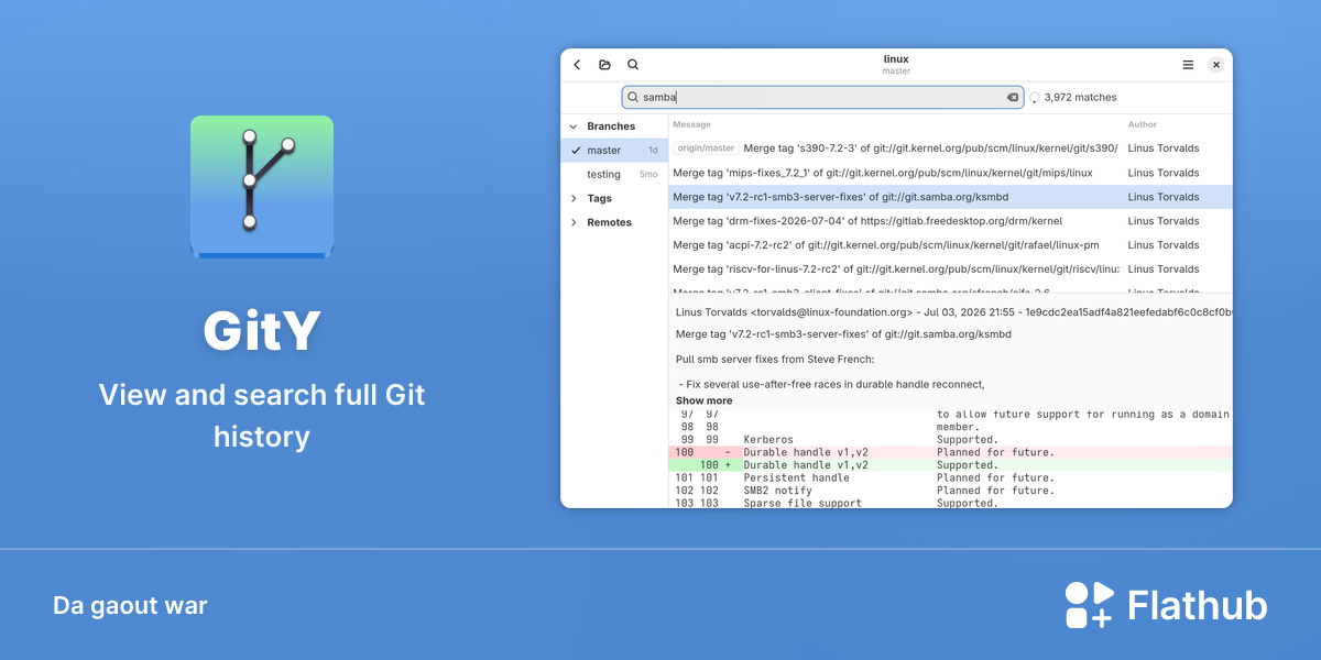 Staliañ GitY war Linux | Flathub