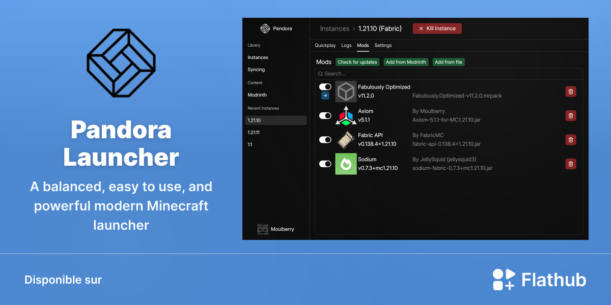 Installer Pandora Launcher sur Linux | Flathub