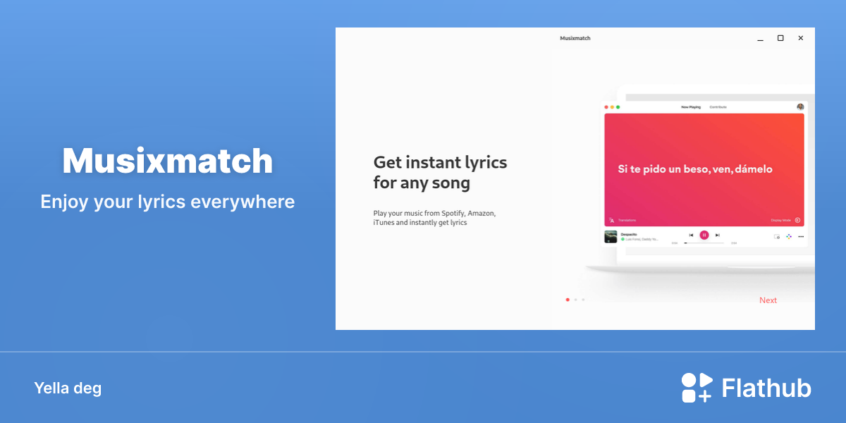 Asebded n Musixmatch ɣef Linux | Flathub
