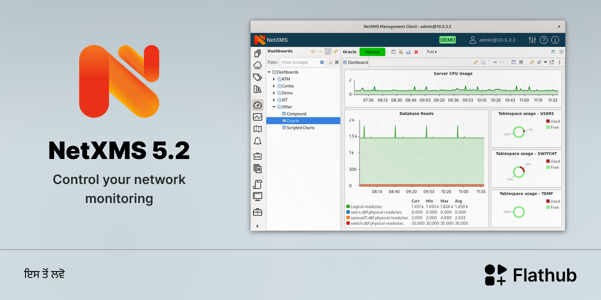 NetXMS 5.2 ਨੂੰ ਲੀਨਕਸ ਉੱਤੇ ਇੰਸਟਾਲ ਕਰੋ | Flathub