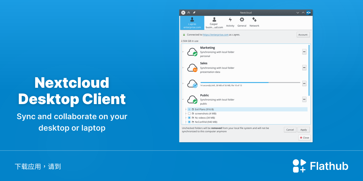  linux nextcloud desktop client flathub