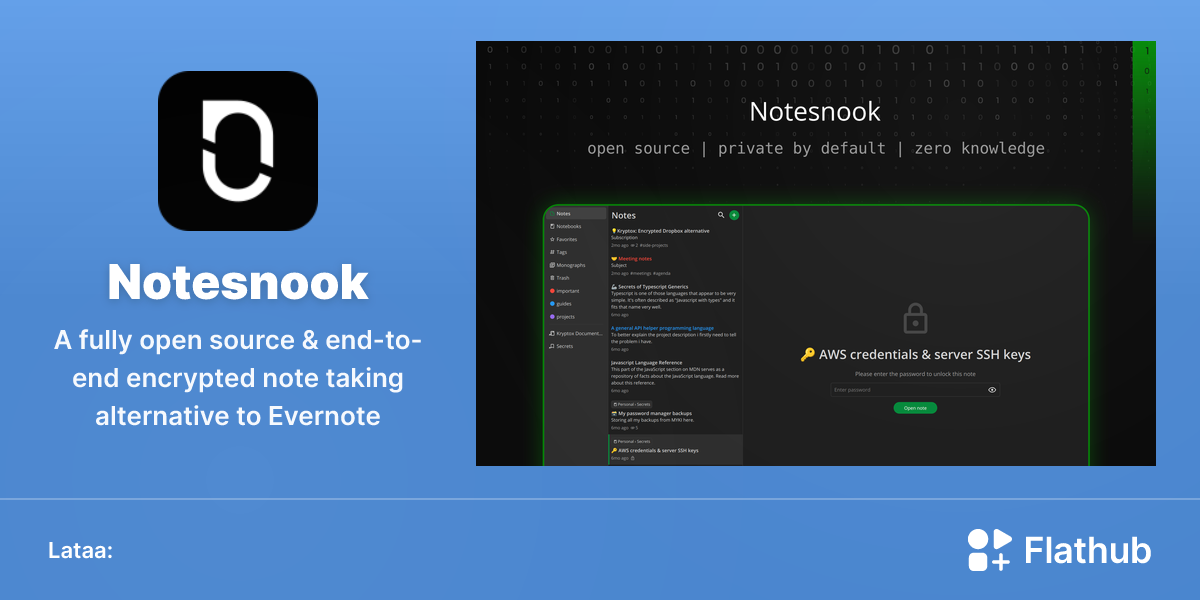 Asenna Notesnook Linuxiin | Flathub