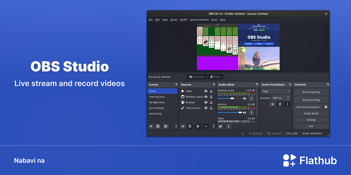 Instaliraj aplikaciju OBS Studio na Linux | Flathub