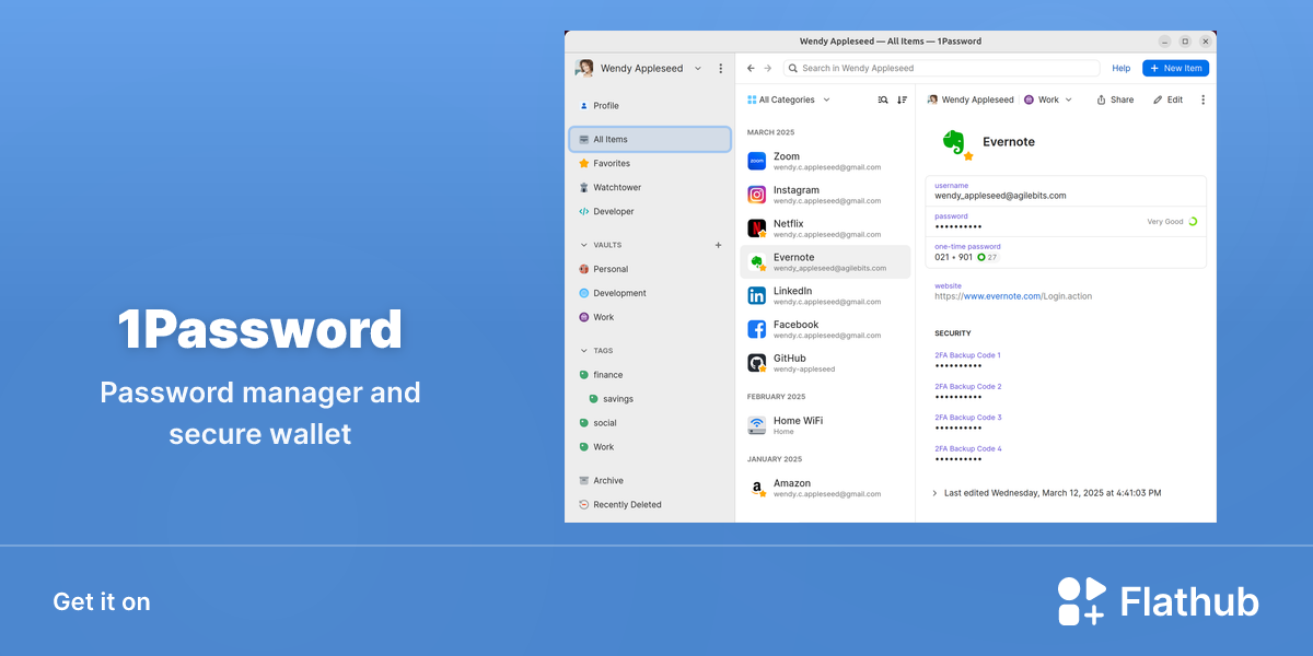 Install 1Password on Linux | Flathub