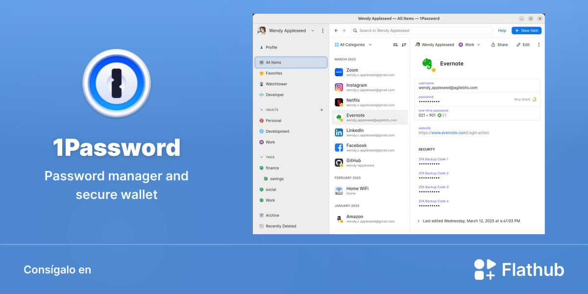 Instalar 1Password en Linux | Flathub
