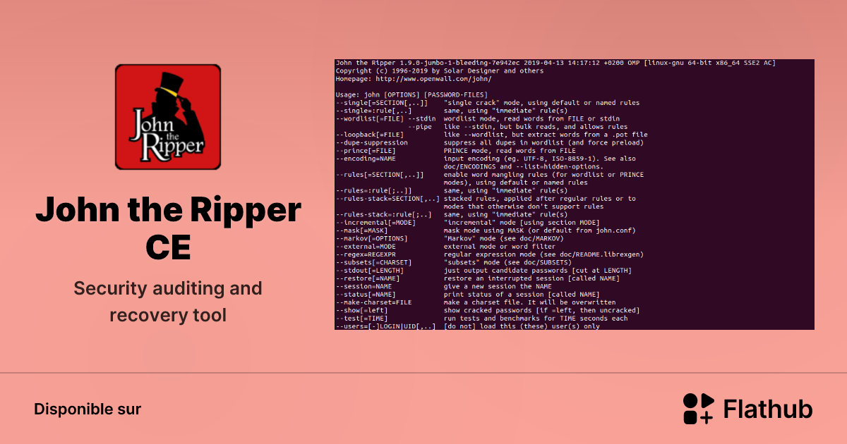 Installer John the Ripper CE sur Linux | Flathub