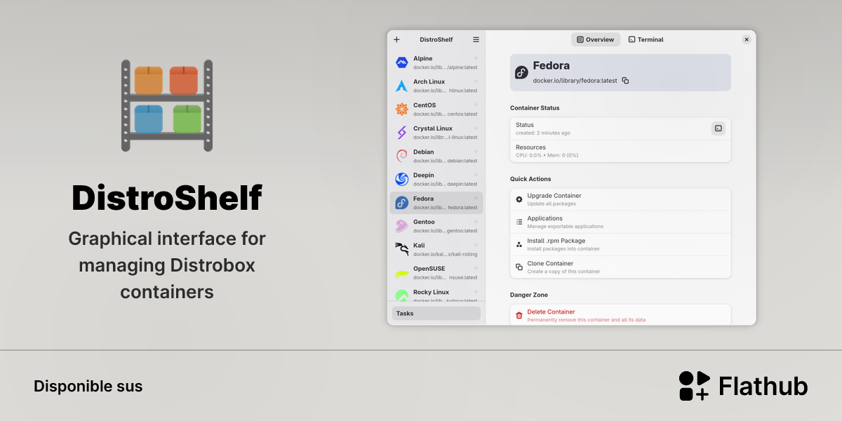 Installar DistroShelf sus Linux | Flathub