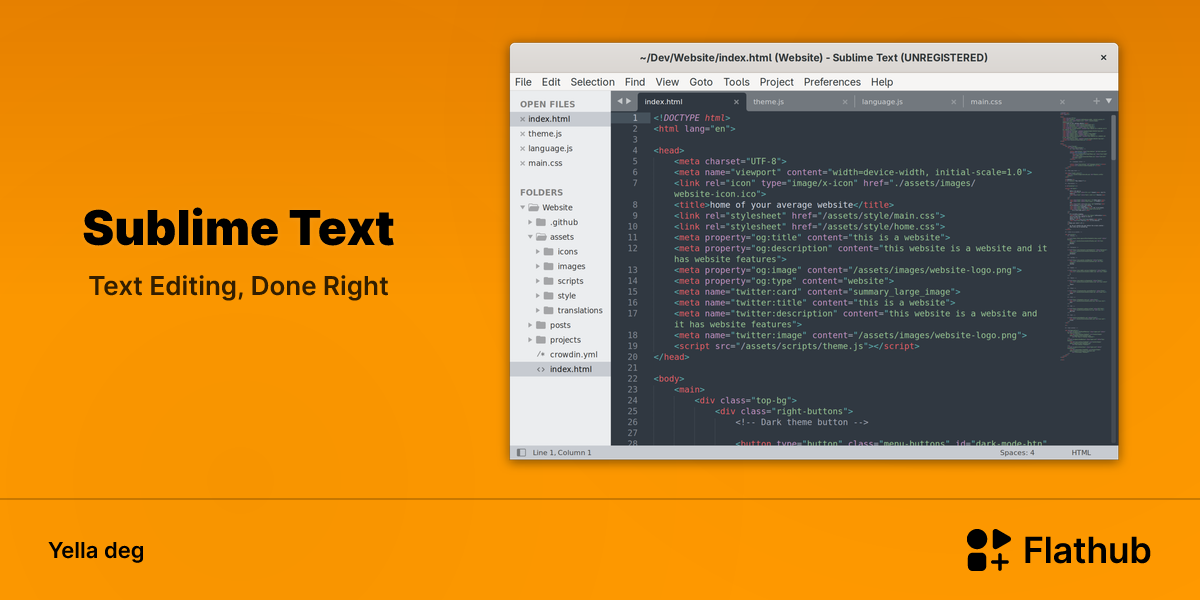 Asebded n Sublime Text ɣef Linux | Flathub