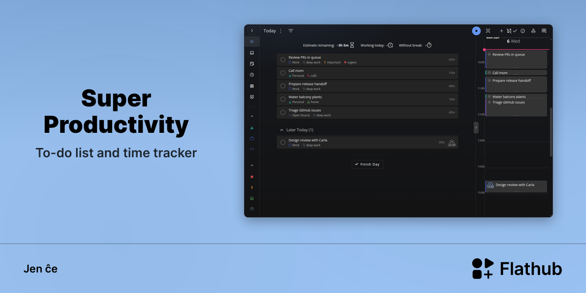 Instali Super Productivity sur Linux | Flathub
