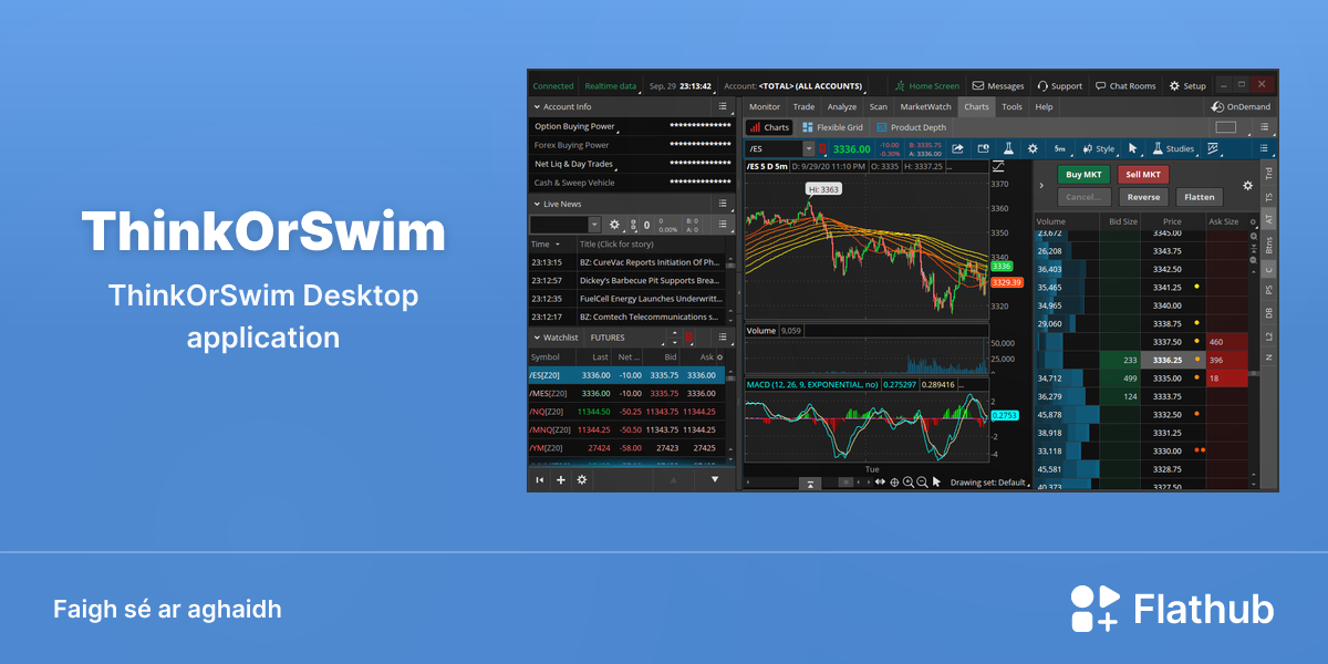 Suiteáil ThinkOrSwim ar Linux | Flathub