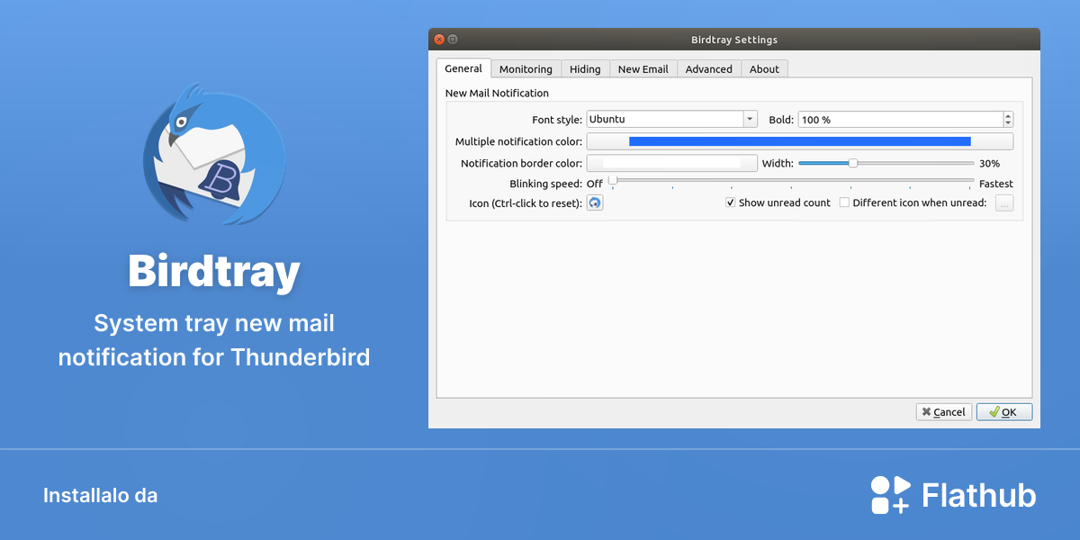 Installa Birdtray su Linux | Flathub